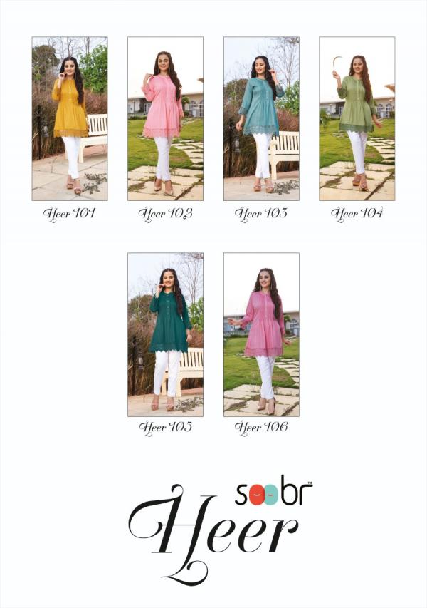 Heer Soobr Weaved Richi Buti Designer Schifly Work Tunic Collection